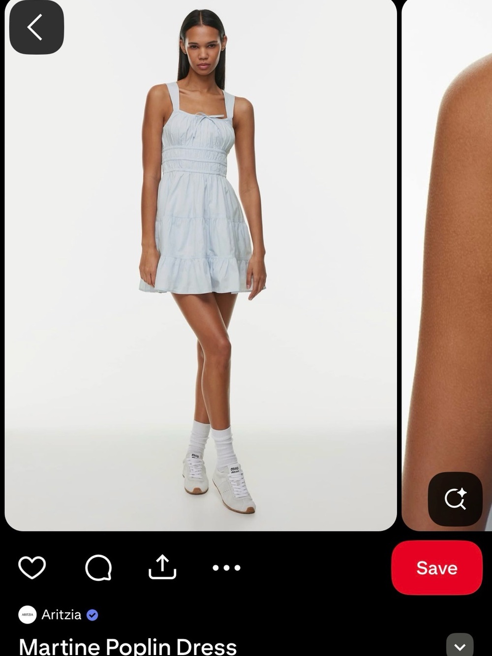 Aritzia Light Blue Tiered Poplin Mini Dress